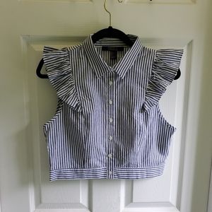 forever 21 contemporary croptop striped blue/white